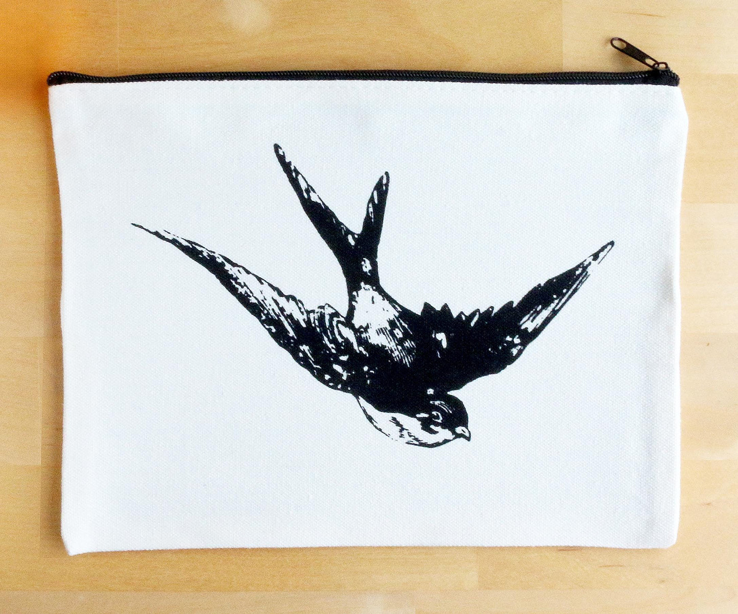 Swallow Bird Canvas Zipper Pouch The Curious Catbird