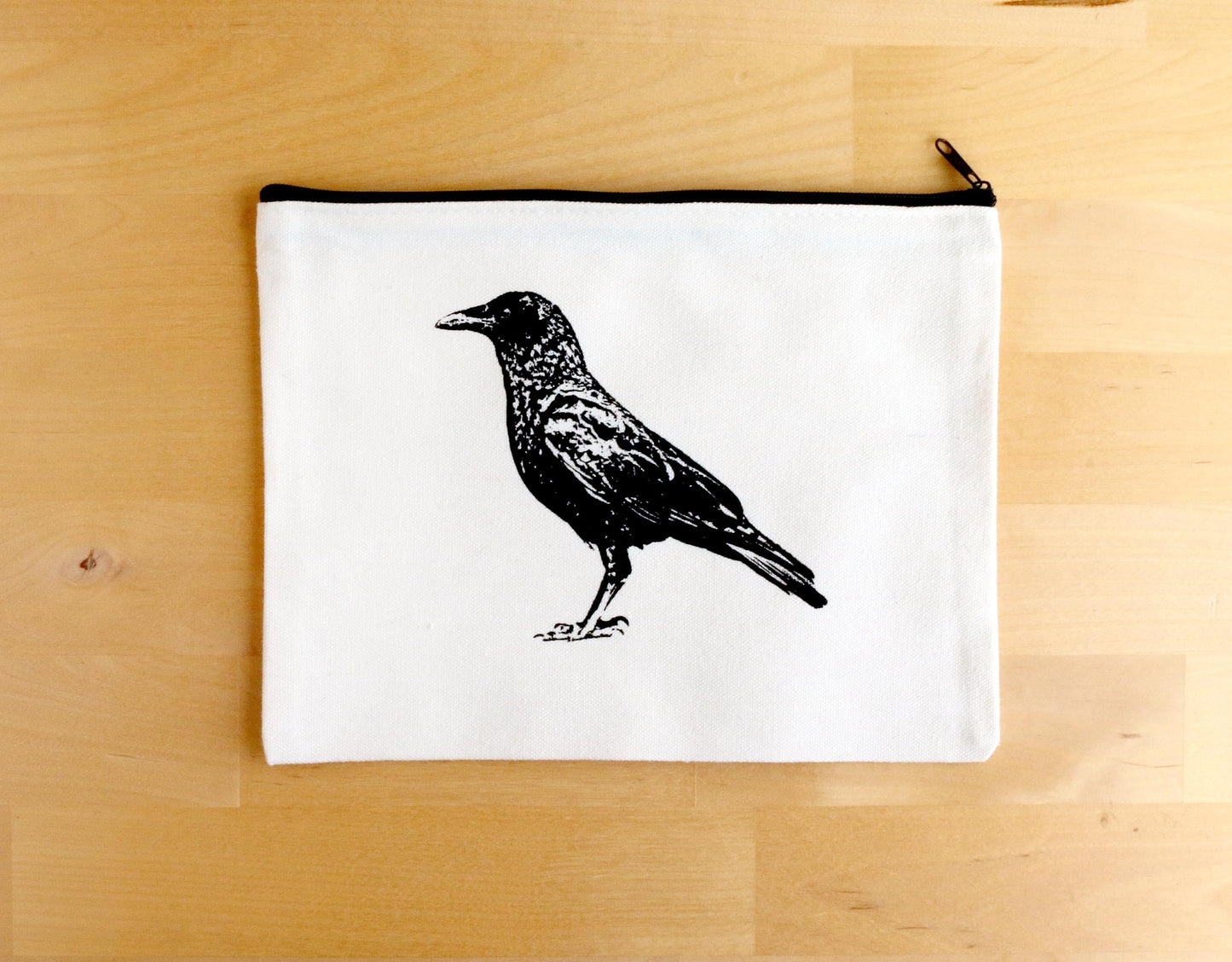 Crow Raven Canvas Zipper Pouch The Curious Catbird