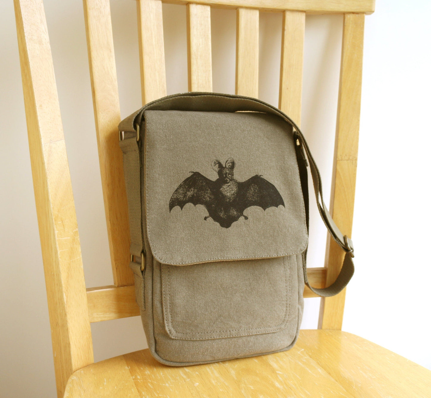 Bat Canvas Tech Messenger Bag The Curious Catbird