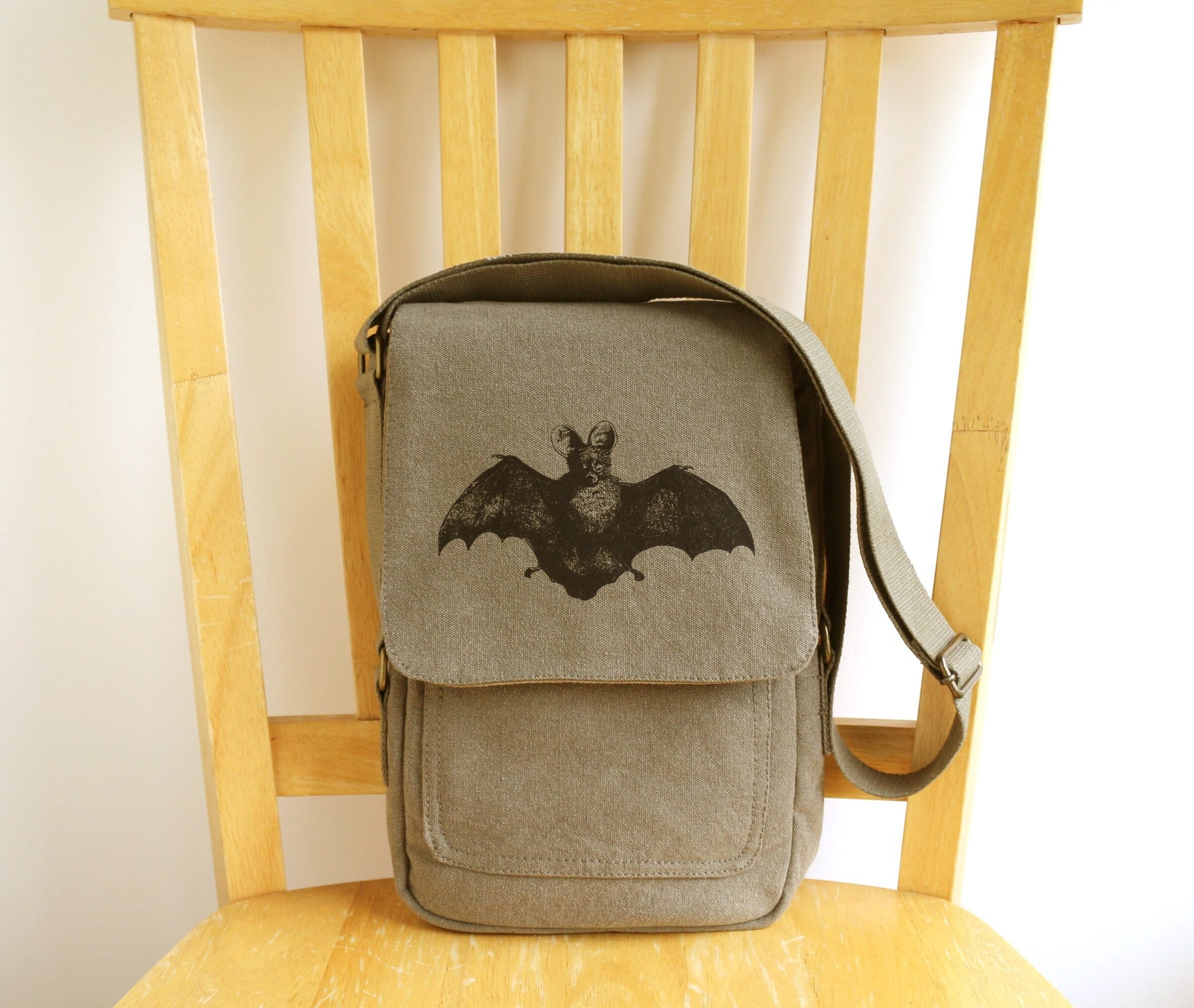 Bat Canvas Tech Messenger Bag The Curious Catbird