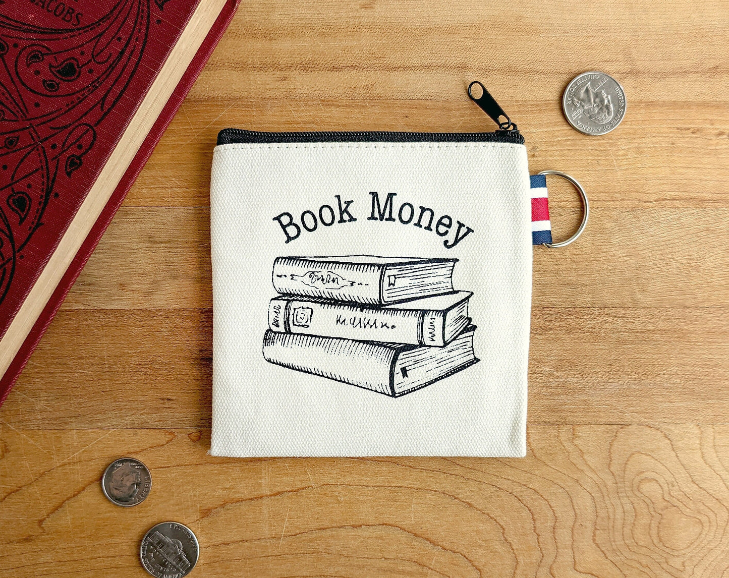 Book Money Canvas Coin Purse Gift Card Holder The Curious Catbird