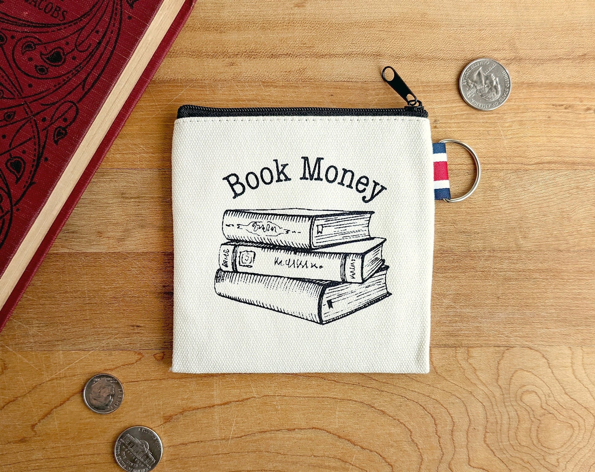 Book Money Canvas Coin Purse Gift Card Holder The Curious Catbird