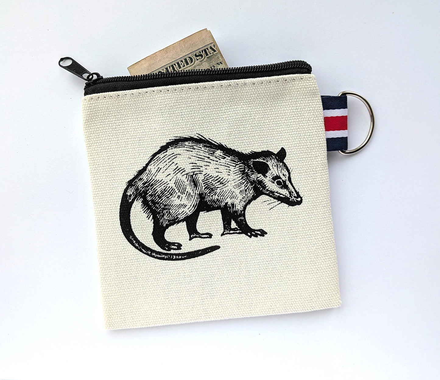 Opossum Canvas Coin Purse Gift Card Holder