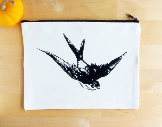 Swallow Bird Canvas Zipper Pouch