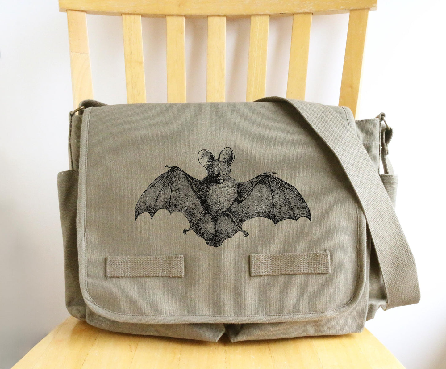 Bat Crossbody Canvas Messenger Bag The Curious Catbird