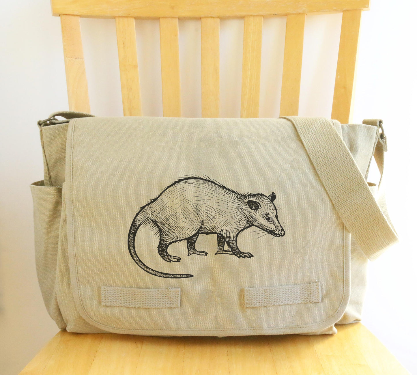 Opossum Canvas Crossbody Messenger Bag The Curious Catbird