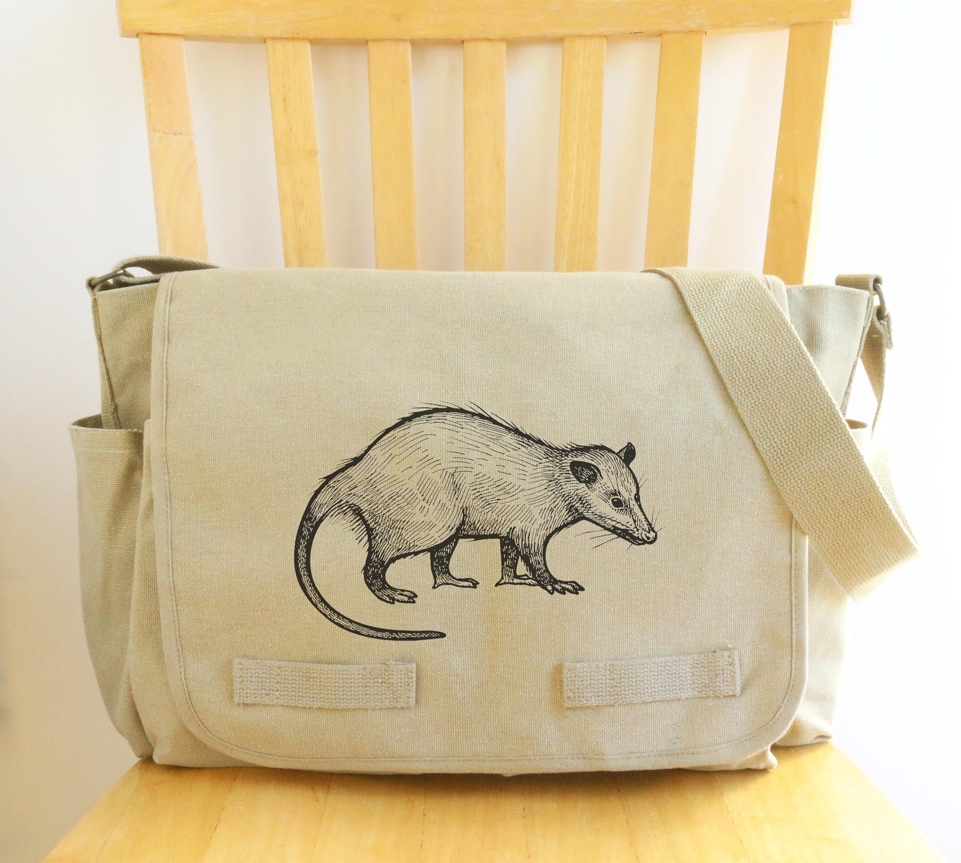 Opossum Canvas Crossbody Messenger Bag The Curious Catbird