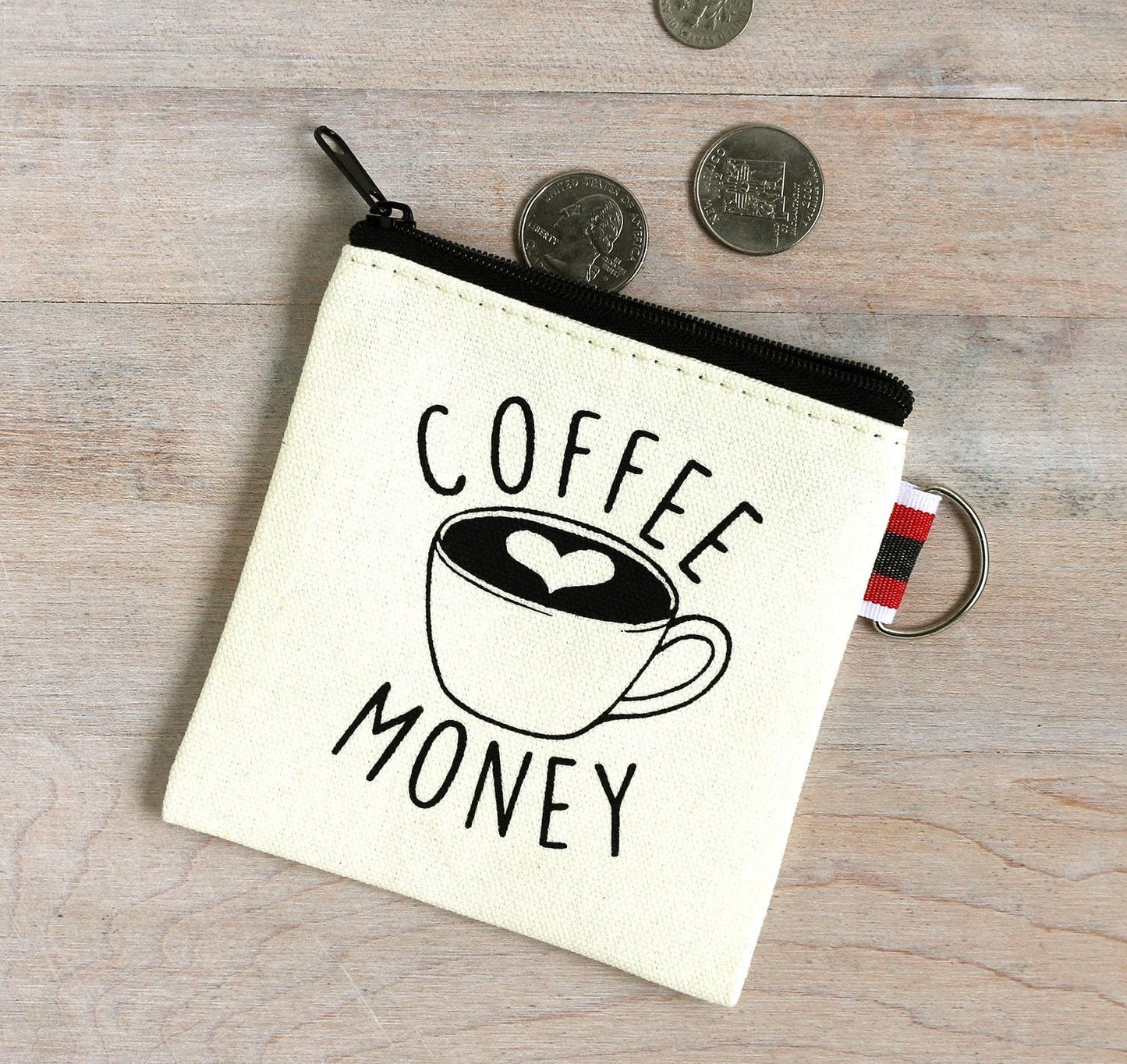Coffee Money Canvas Coin Purse Gift Card Holder The Curious Catbird