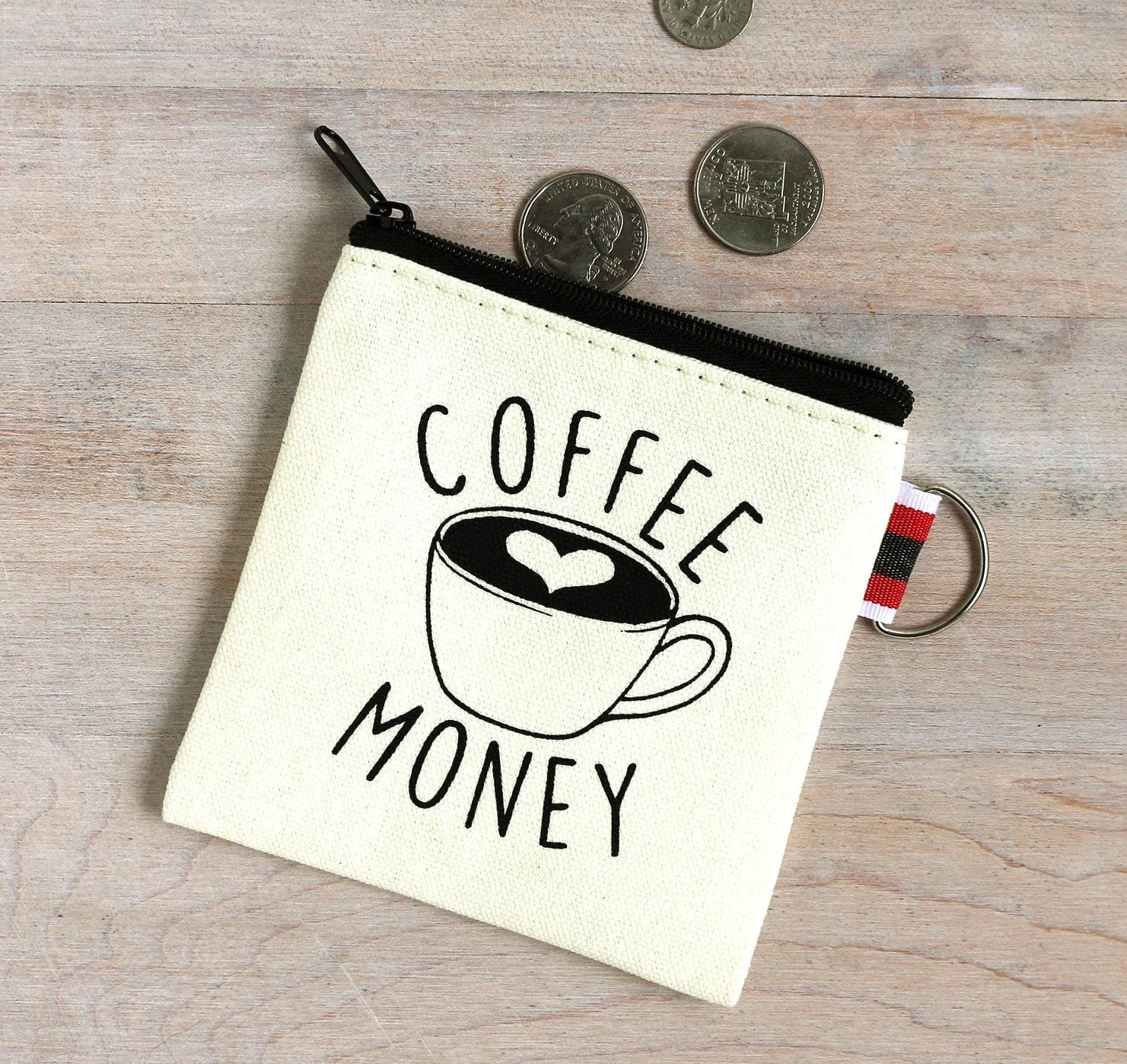 Coffee Money Canvas Coin Purse Gift Card Holder The Curious Catbird