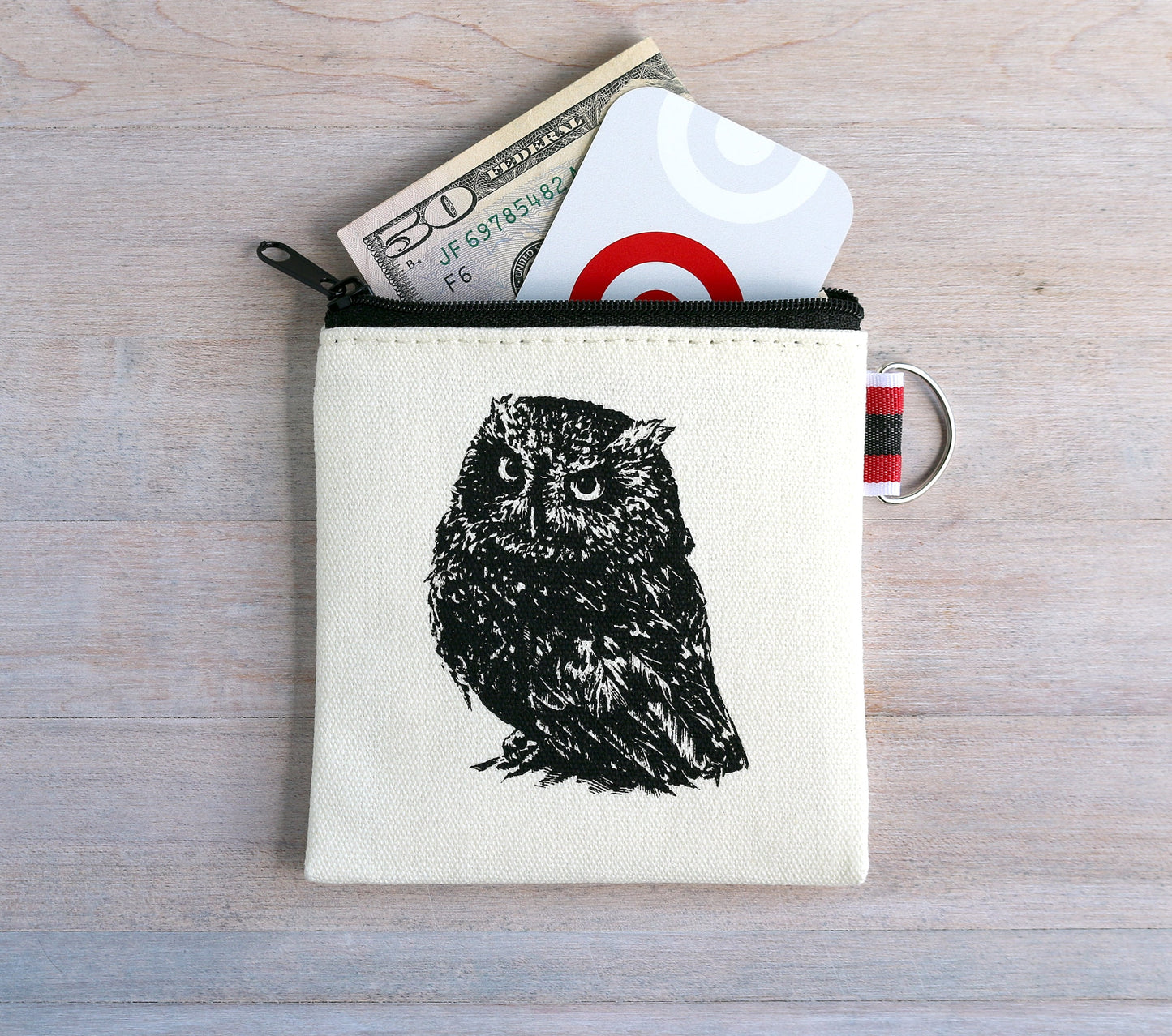 Owl Canvas Coin Purse Gift Card Holder