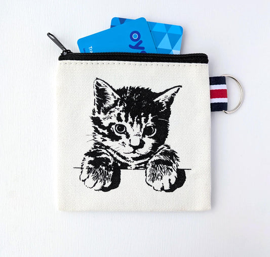 Kitty Cat Coin Purse Small Zipper Pouch Gift Card Holder