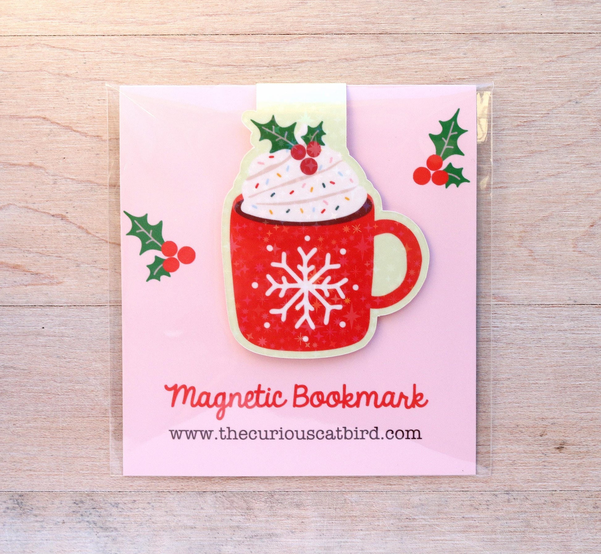 Hot Chocolate Christmas Winter Magnetic Bookmark The Curious Catbird