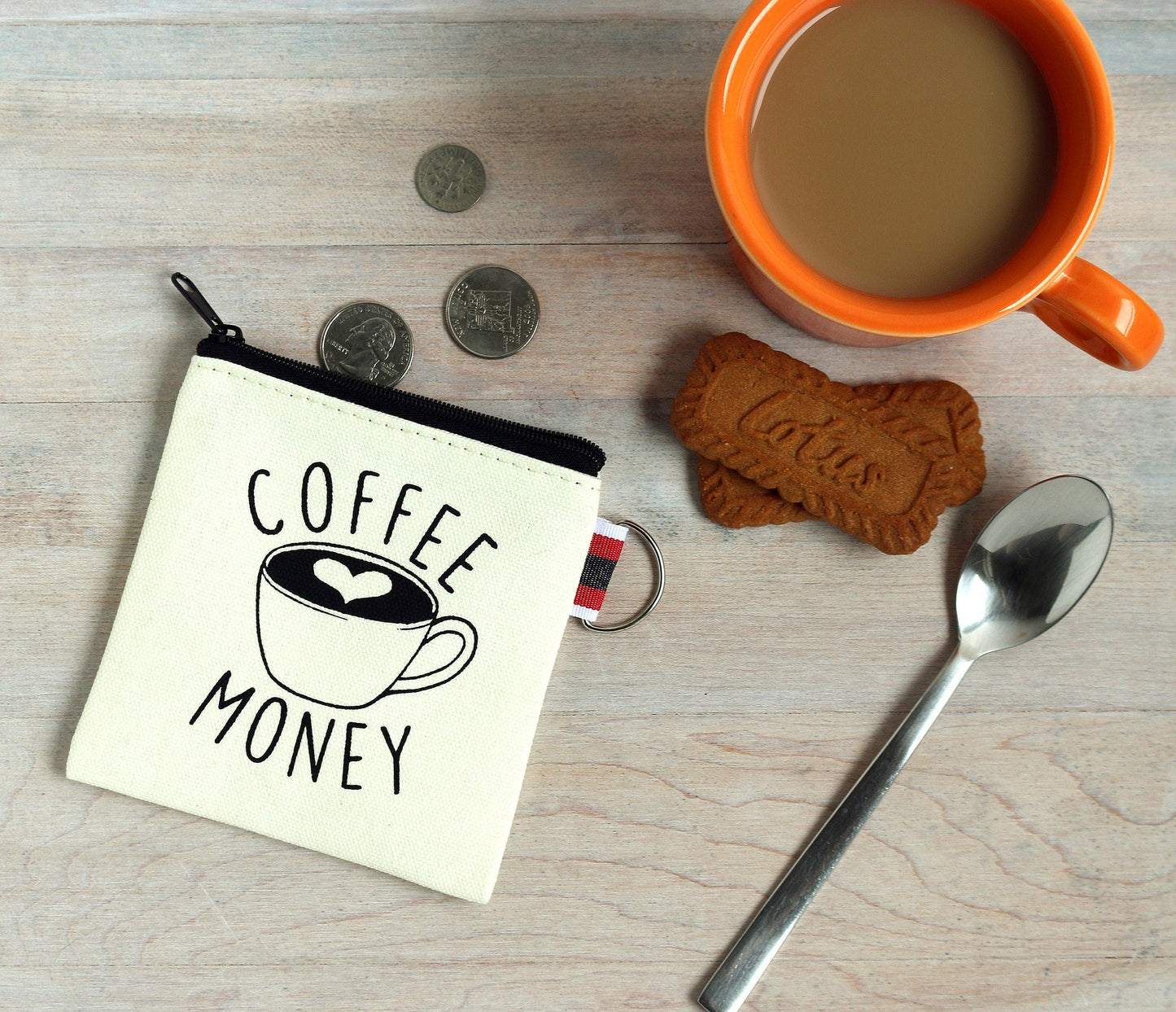 Coffee Money Canvas Coin Purse Gift Card Holder The Curious Catbird
