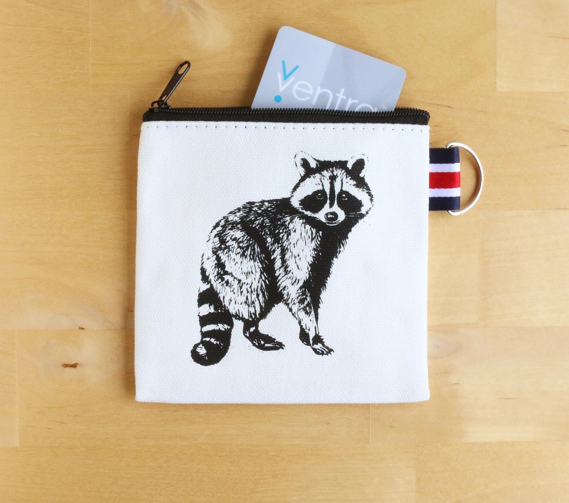 Raccoon Canvas Coin Purse Gift Card Holder The Curious Catbird