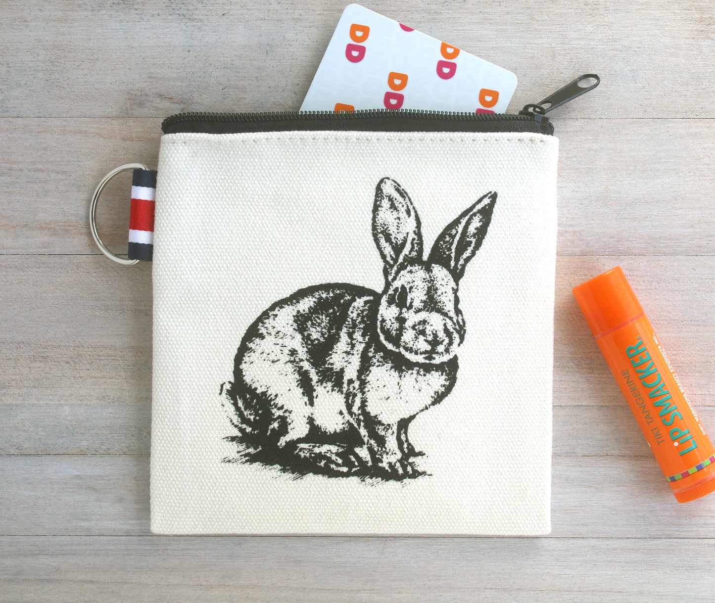 Bunny Rabbit Canvas Coin Purse Gift Card Holder