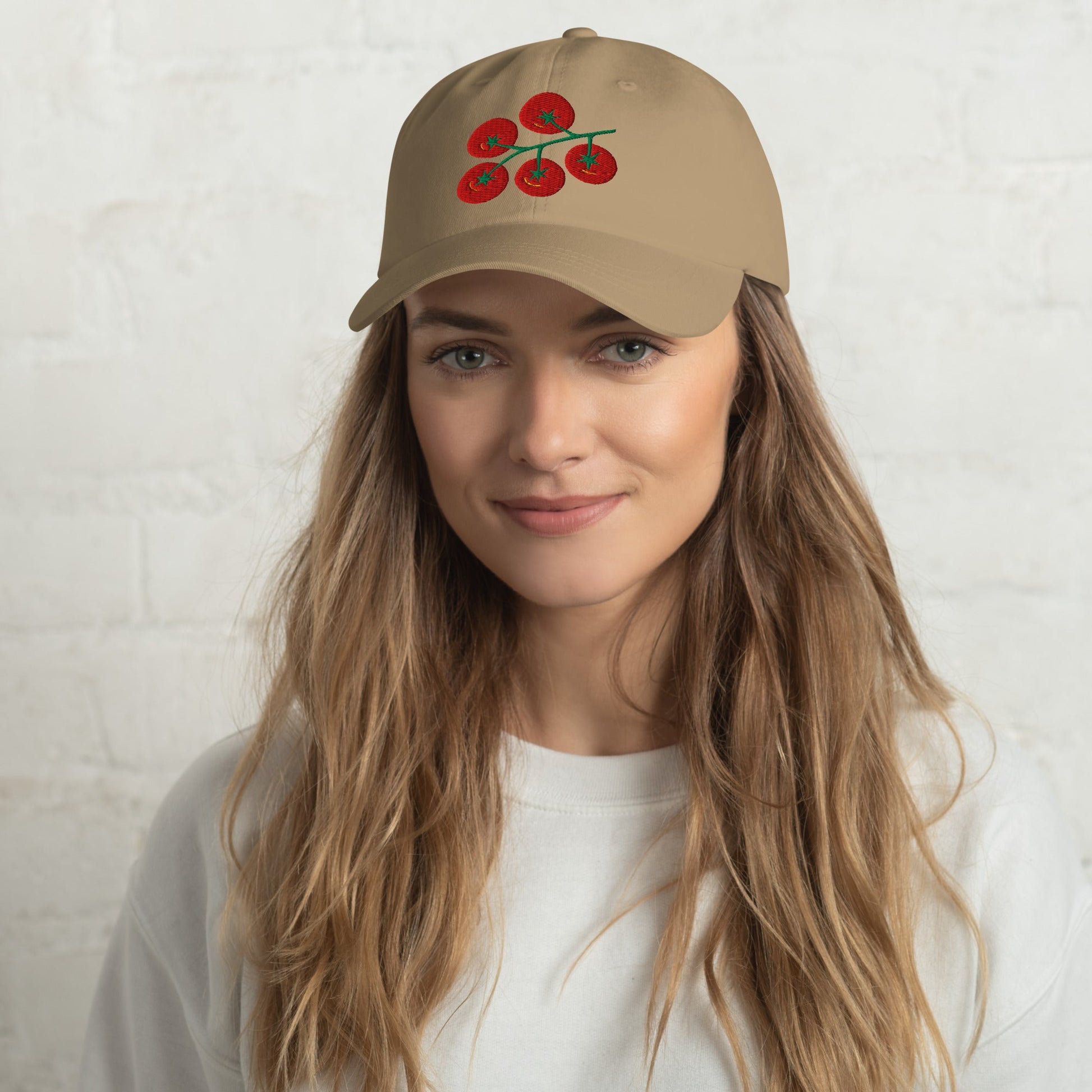Embroidered Tomato Dad Hat – Cute Garden Hat, Farmers Market Cap, Adjustable Cotton Hat The Curious Catbird