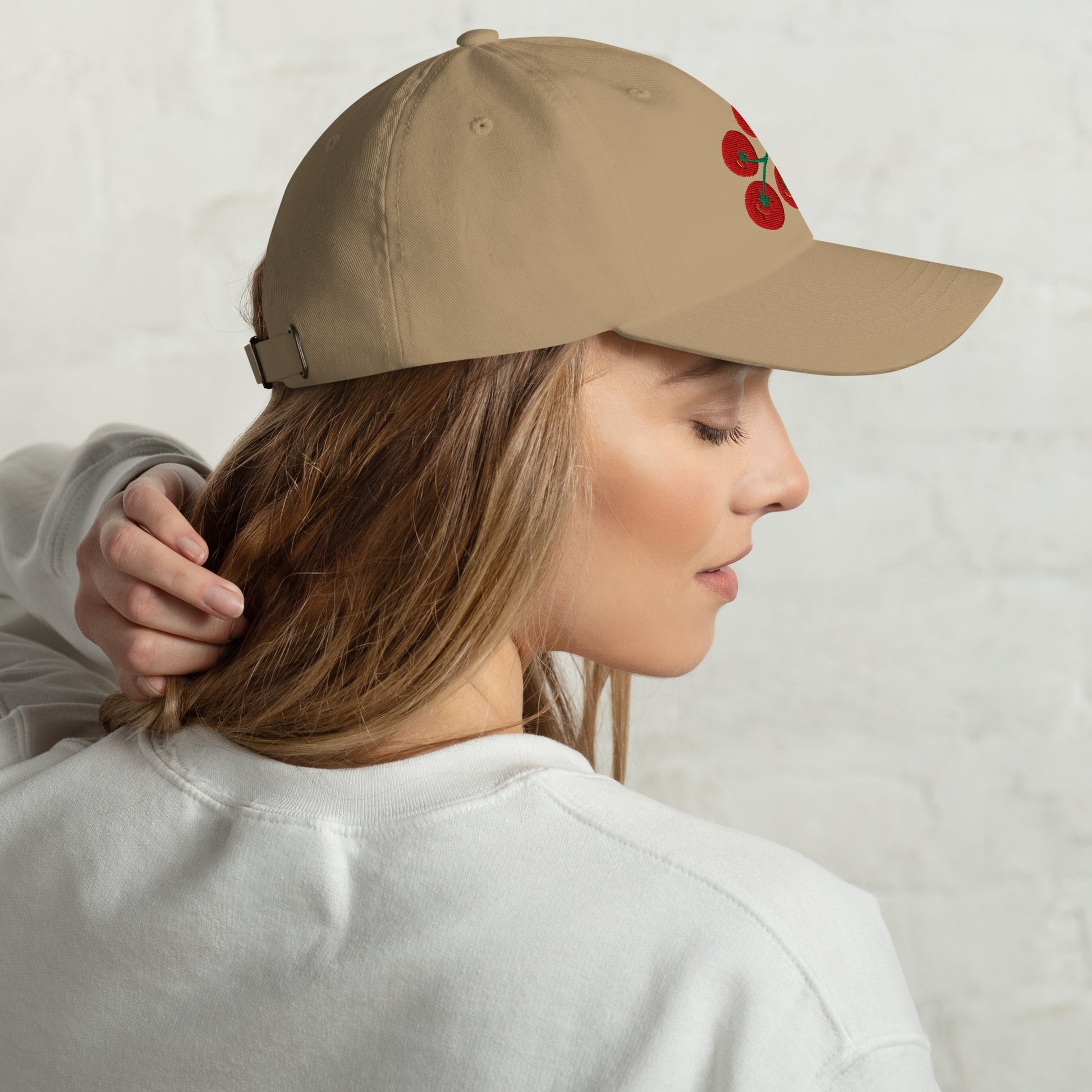 Embroidered Tomato Dad Hat – Cute Garden Hat, Farmers Market Cap, Adjustable Cotton Hat The Curious Catbird
