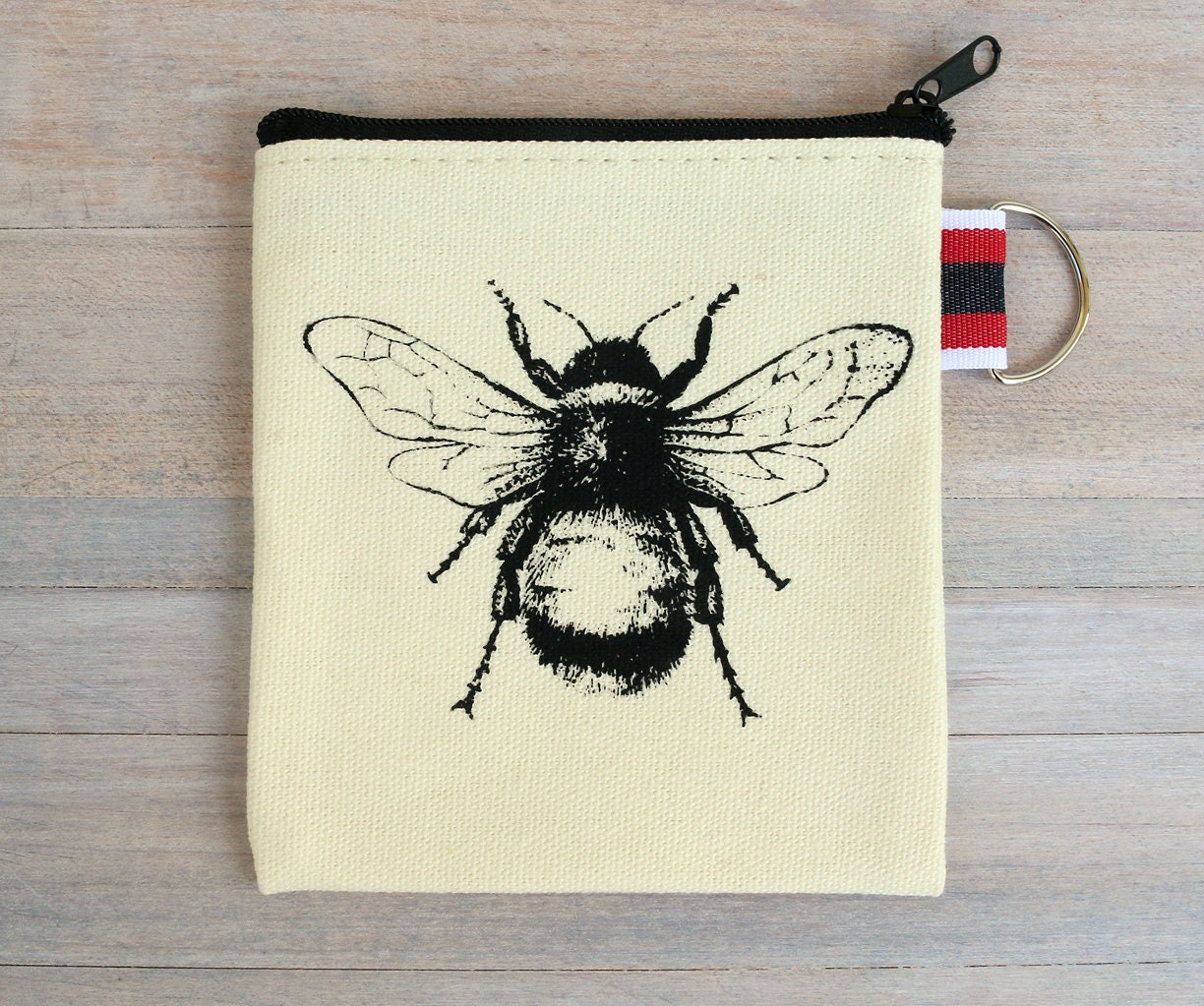 Bee Canvas Coin Purse Gift Card Holder