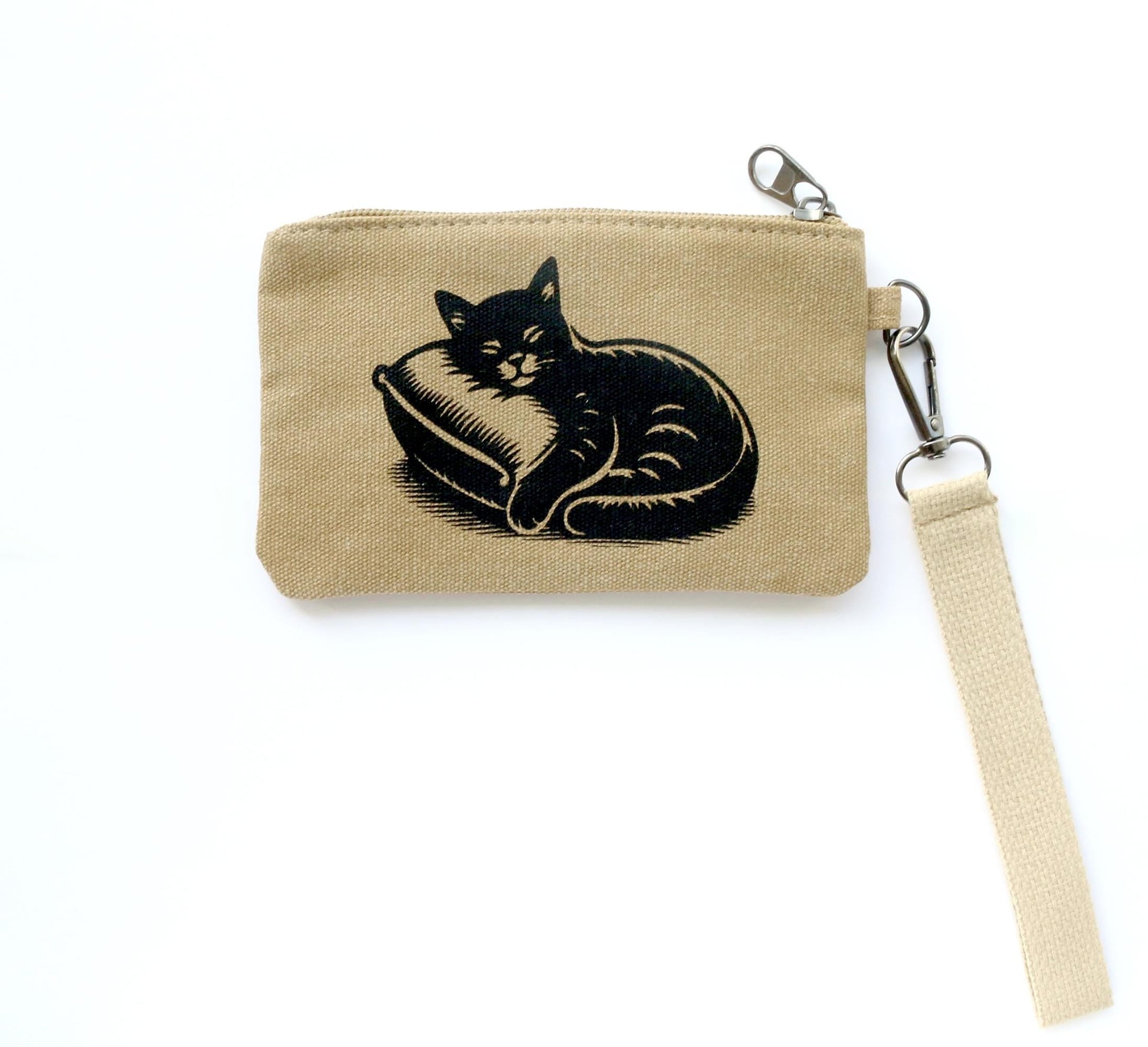 Cat Canvas Wristlet Purse The Curious Catbird