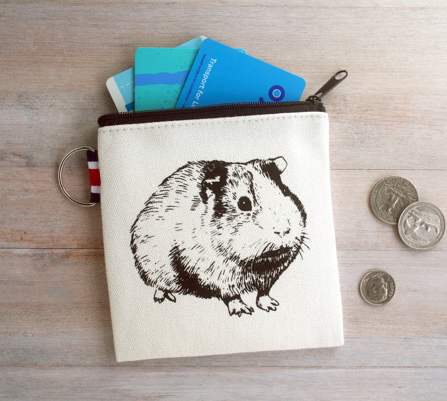 Guinea Pig Canvas Coin Purse Gift Card Holder The Curious Catbird
